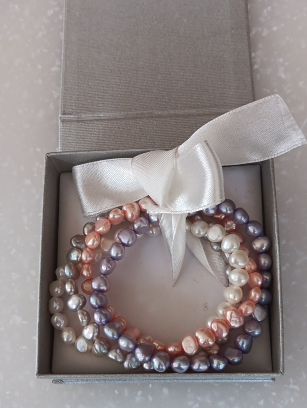 Honora Cultured Pearl Multicolor Pastel Stretch Bracelet Set Of 4 With Box - Picture 11 of 12